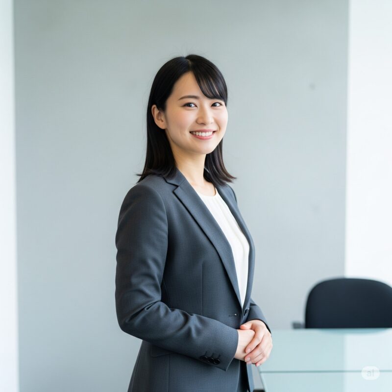 20代の女性のスーツ姿