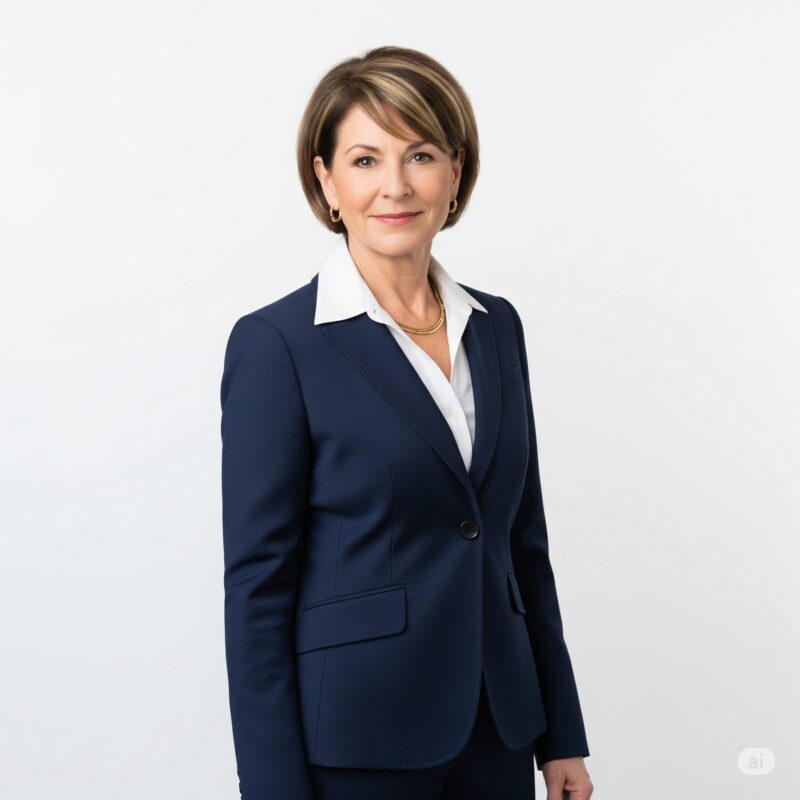 50代の女性のスーツ姿