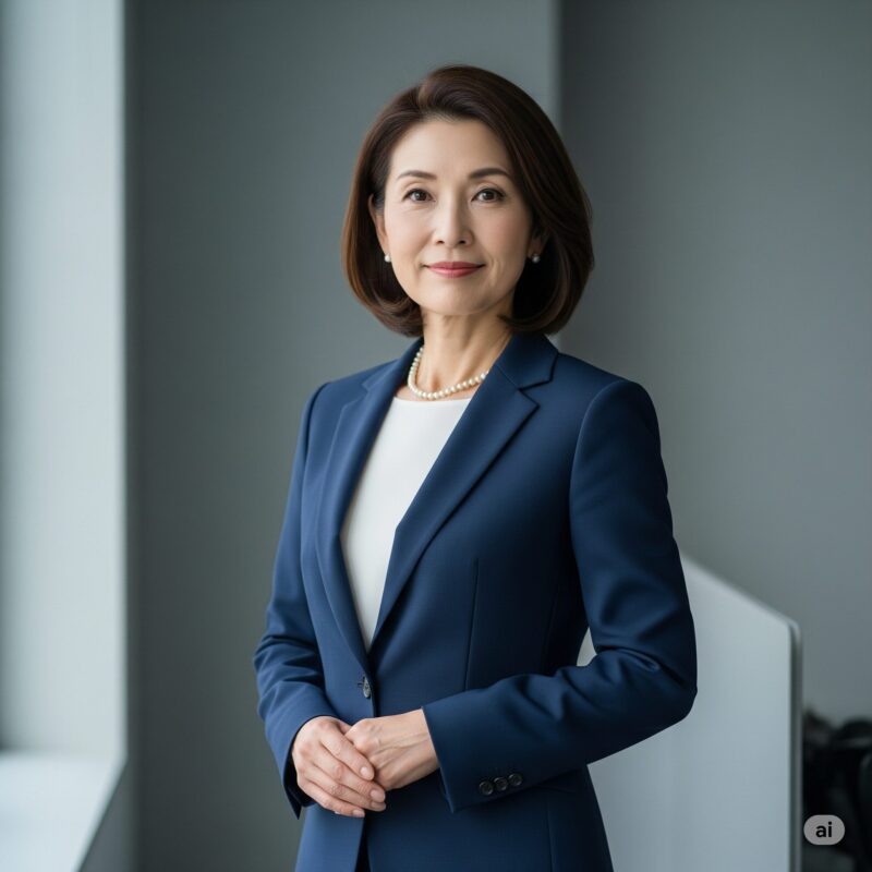 50代の女性のスーツ姿