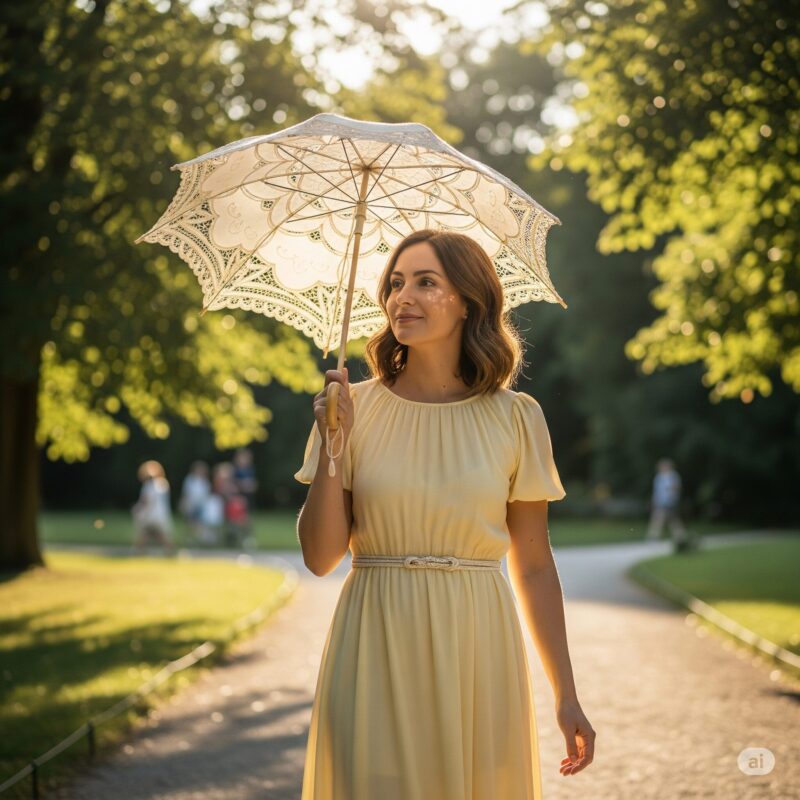 日傘をさしている女性