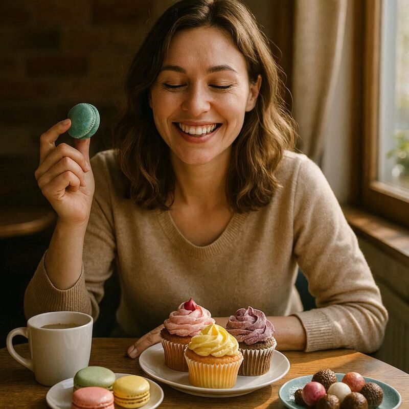 スイーツを食べている女性