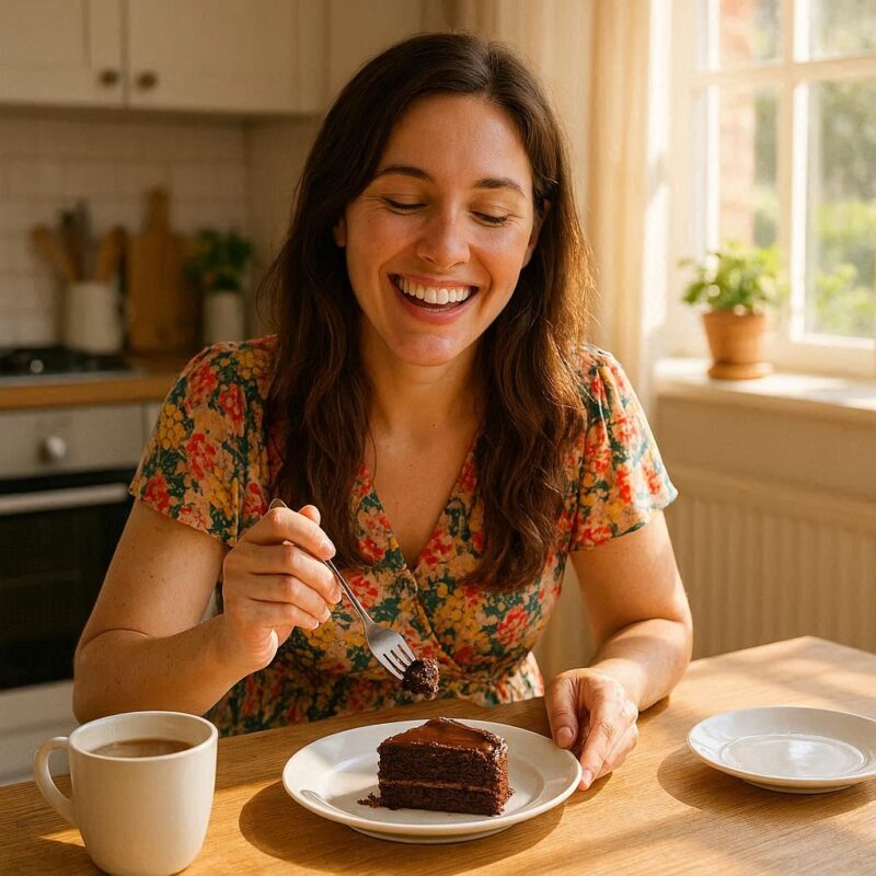スイーツを食べている女性