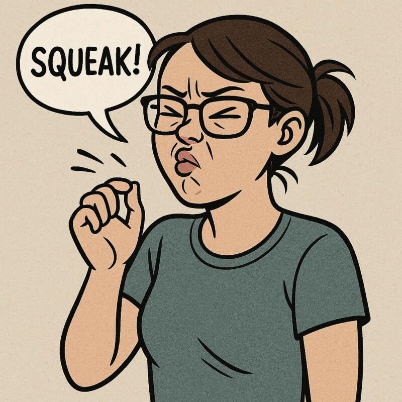 100 均の花粉症メガネ している女性