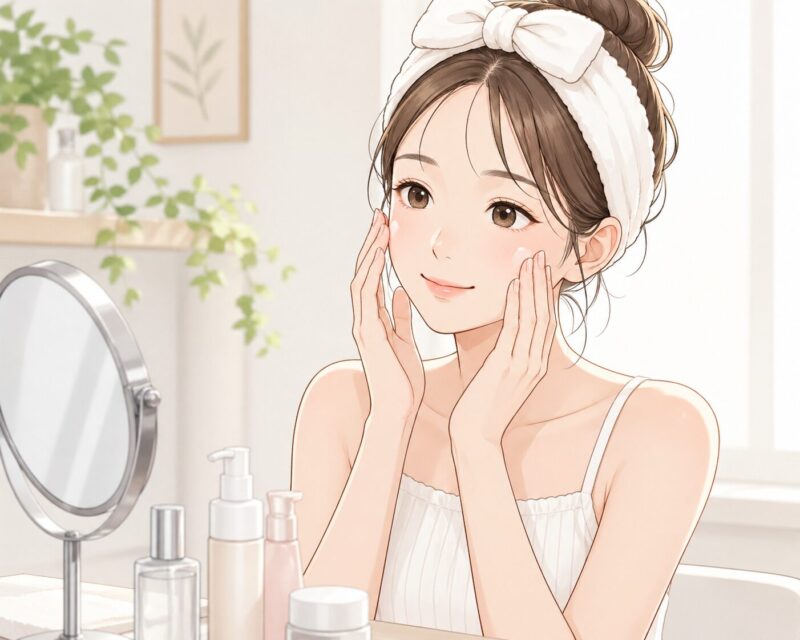 50 の 恵み でお手入れをしている女性