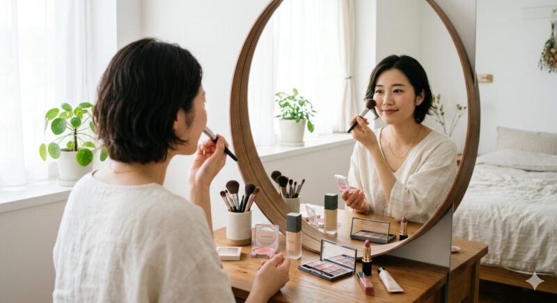 化粧をしている女性