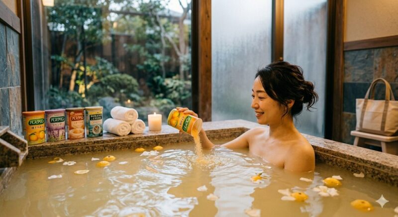 お風呂に入っている女性