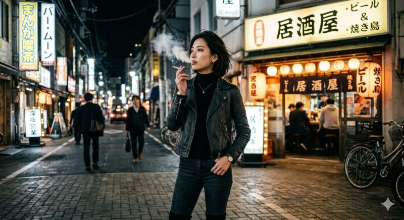 555 タバコ を吸っている女性