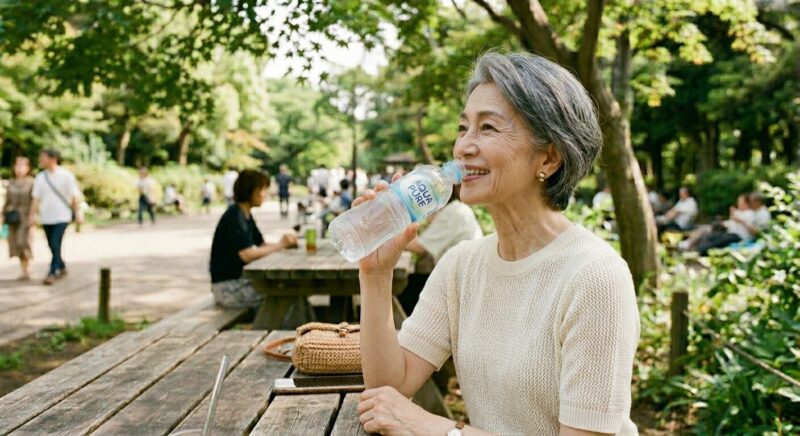 コカコーラ ペット ボトルを飲んでいる女性