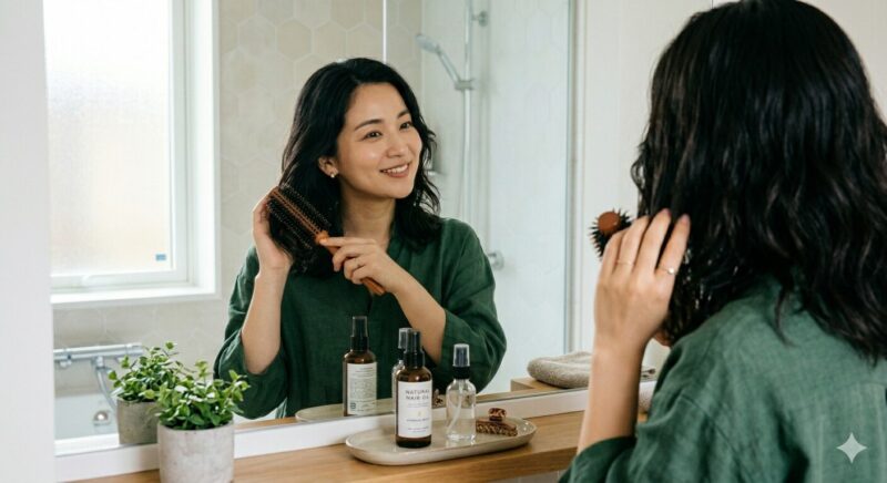 ウルリス ヘア スティック でドライヤーをしている女性
