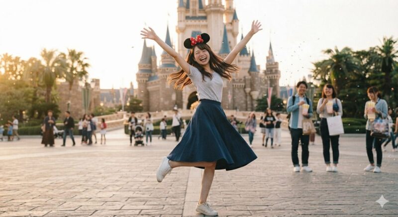 ズートピアファンキャップかぶっている女性