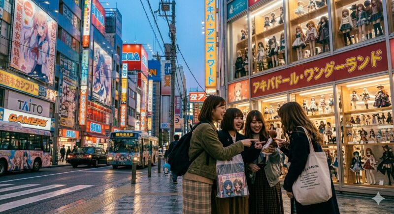 秋葉原でゼンゼロ グッズを買っている女性