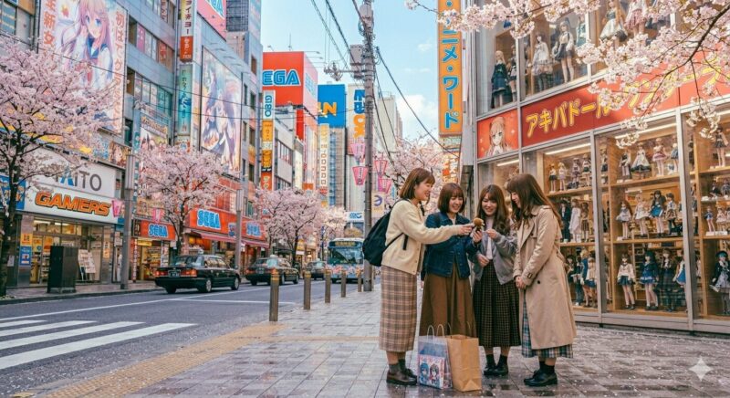 秋葉原でゼンゼロ グッズを買っている女性