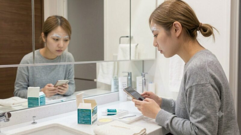 眉毛を脱しようとしている女性