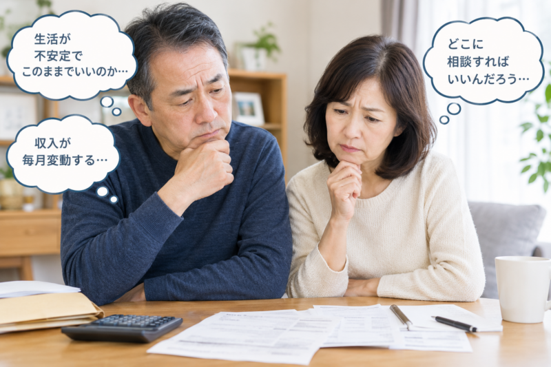 生活の不安を抱え相談先について考える高齢夫婦